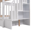 Stairway Twin Over Twin Bunk Bed With Three Drawers For Bedroom, Dorm White Old Sku: Lp000309Aak White Solid Wood