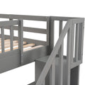 Stairway Twin Over Twin Bunk Bed With Three Drawers For Bedroom, Dorm Gray Old Sku: Lp000309Aae Gray Solid Wood