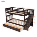 Stairway Twin Over Twin Bunk Bed With Three Drawers For Bedroom, Dorm Espresso Old Sku: Lp000309Aap Espresso Solid Wood