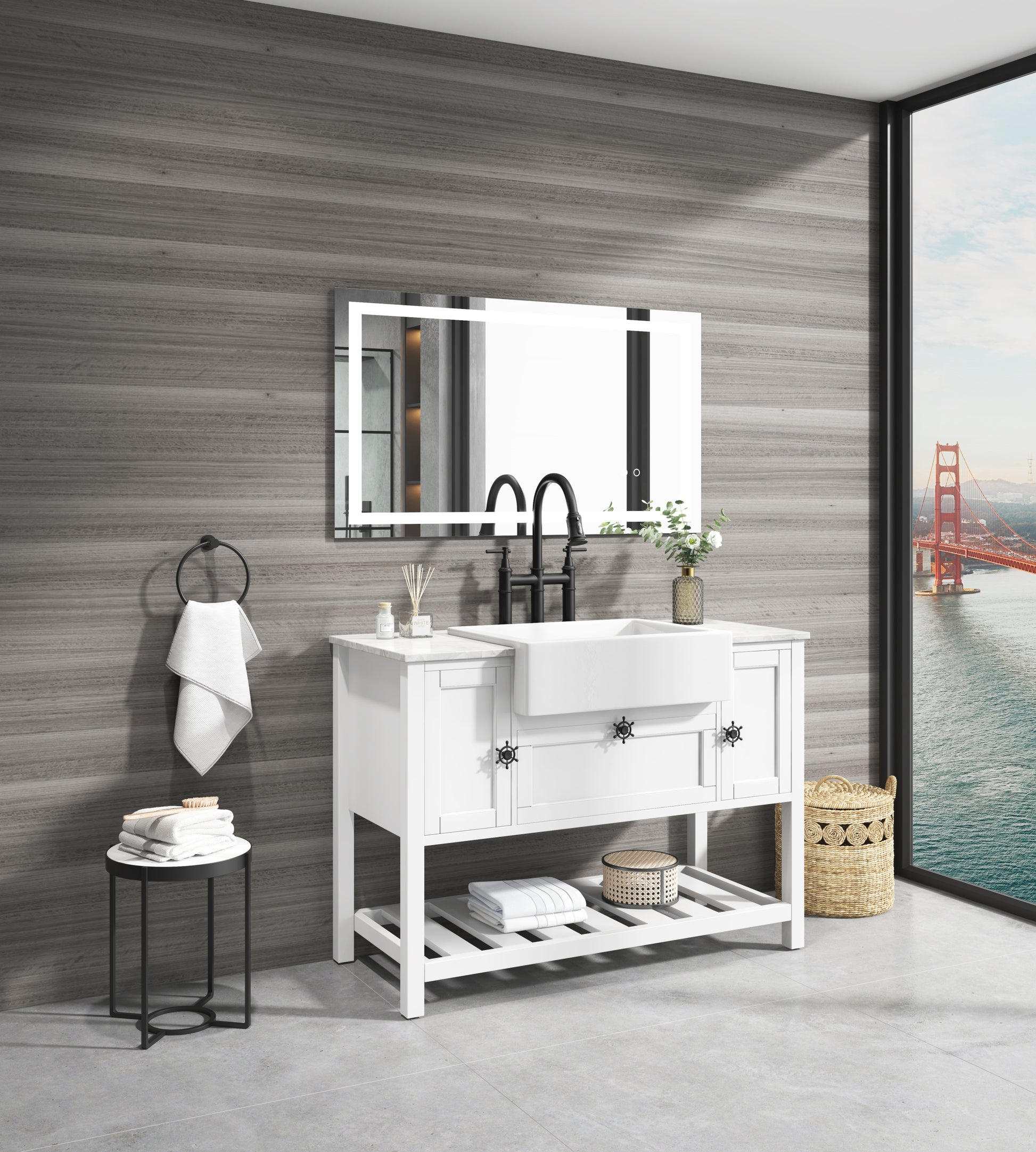 Solid Wood Bathroom Vanities Without Tops 48 In. W X 20 In. D X 33.60 In. Hbath Vanity In White With White Solid Wood