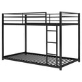 Twin Over Twin Metal Bunk Bed, Low Bunk Bed With Ladder, Black Old Sku:Wf282465Aab Black Steel