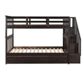 Stairway Twin Over Twin Bunk Bed With Three Drawers For Bedroom, Dorm Espresso Old Sku: Lp000309Aap Espresso Solid Wood