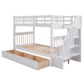 Stairway Twin Over Twin Bunk Bed With Three Drawers For Bedroom, Dorm White Old Sku: Lp000309Aak White Solid Wood