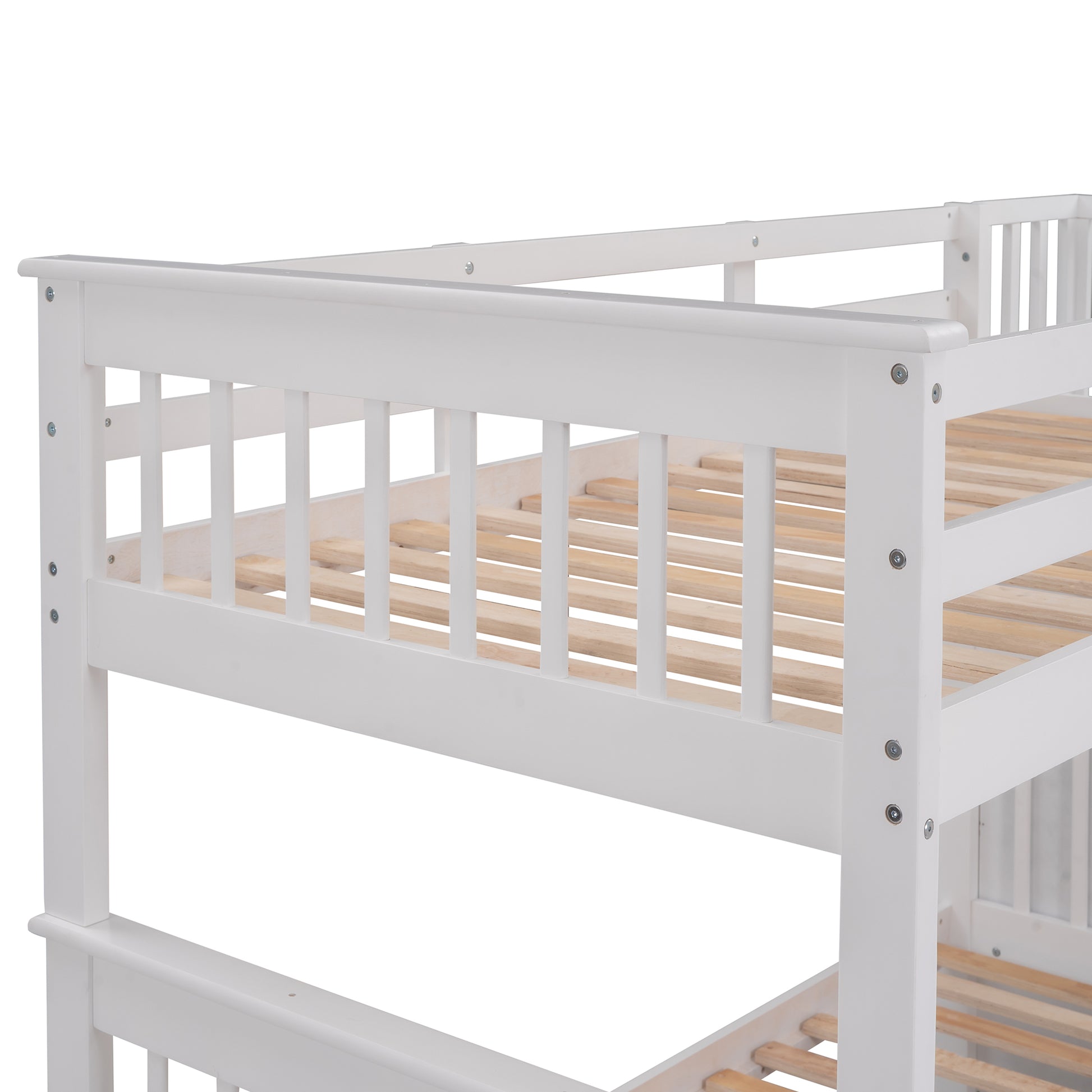 Stairway Twin Over Twin Bunk Bed With Three Drawers For Bedroom, Dorm White Old Sku: Lp000309Aak White Solid Wood