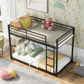 Twin Over Twin Metal Bunk Bed, Low Bunk Bed With Ladder, Black Old Sku:Wf282465Aab Black Steel