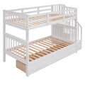 Stairway Twin Over Twin Bunk Bed With Three Drawers For Bedroom, Dorm White Old Sku: Lp000309Aak White Solid Wood