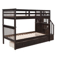 Stairway Twin Over Twin Bunk Bed With Three Drawers For Bedroom, Dorm Espresso Old Sku: Lp000309Aap Espresso Solid Wood