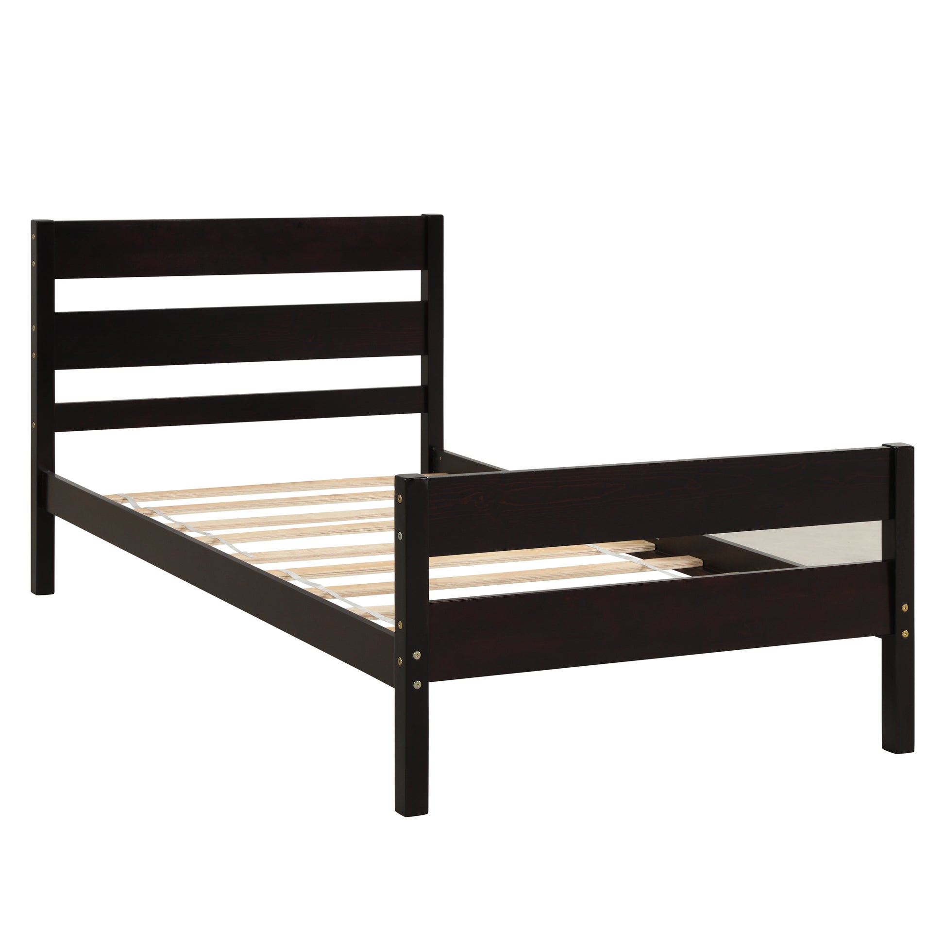 Twin Bed With Headboard And Footboard,Espresso Twin Espresso Pine