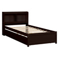 Twin Bed With Trundle,Bookcase,Espresso Twin Espresso Pine