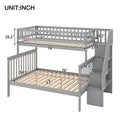 Twin Over Full Stairway Bunk Bed With Storage, Gray Twin Gray Pine