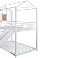 Twin Over Twin Metal Bunk Bed ,Metal Housebed With Slide,Three Colors Available. White With White Slide Old Sku :Lp000095Aak Twin White Metal