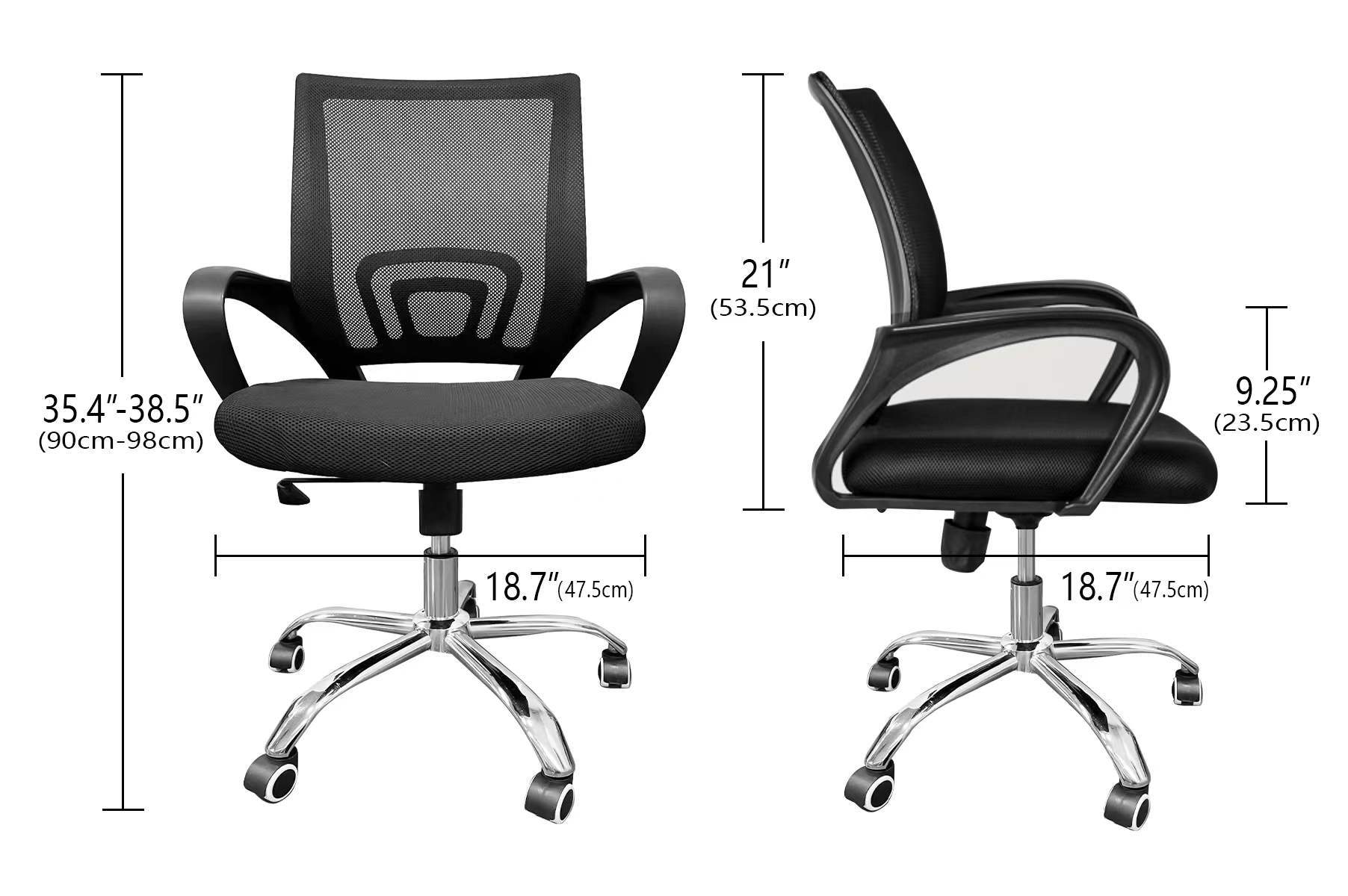 Simple Deluxe Task Office Chair Ergonomic Mesh Computer Chair With Wheels And Arms And Lumbar Support Adjustable Height Study Chair For Students Teens Men Women For Dorm Home Office,Black Black Metal