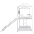 Twin Over Twin Metal Bunk Bed ,Metal Housebed With Slide,Three Colors Available. White With White Slide Old Sku :Lp000095Aak Twin White Metal