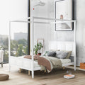 Queen Size Canopy Platform Bed With Headboard And Footboard,Slat Support Leg,White Box Spring Not Required Queen White Wood Canopy Pine