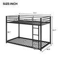 Twin Over Twin Metal Bunk Bed, Low Bunk Bed With Ladder, Black Old Sku:Wf282465Aab Black Steel