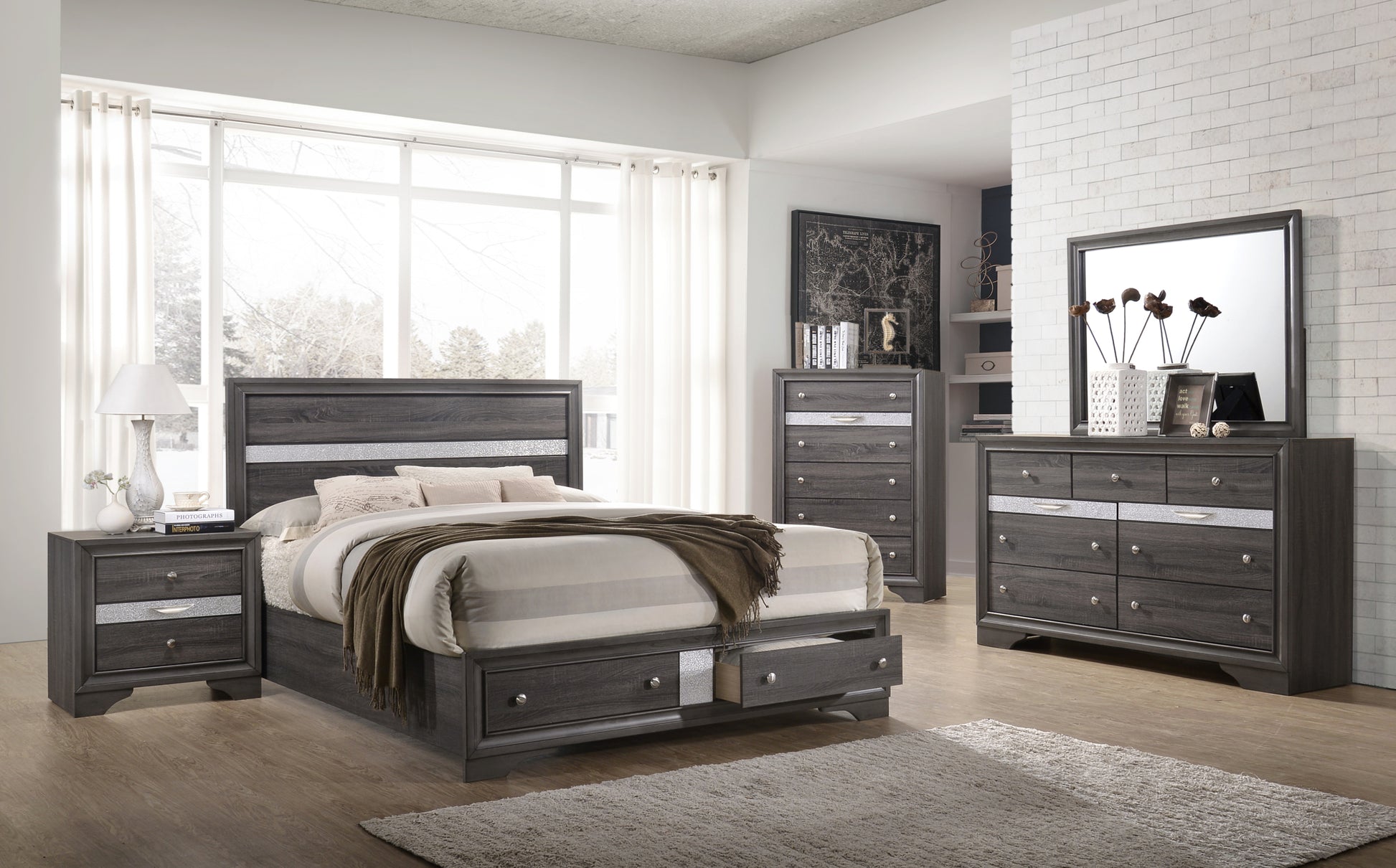 Matrix Traditional 7 Drawer Dresser Made With Wood In Gray Grey Gray Drawer 5 Drawers & Above Bedroom Dovetail Joints Traditional Solid Wood Mdf Wood