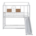 Twin Over Twin Metal Bunk Bed ,Metal Housebed With Slide,Three Colors Available. White With White Slide Old Sku :Lp000095Aak Twin White Metal