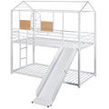 Twin Over Twin Metal Bunk Bed ,Metal Housebed With Slide,Three Colors Available. White With White Slide Old Sku :Lp000095Aak Twin White Metal