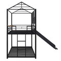 Twin Over Twin Metal Bunk Bed ,Metal Housebed With Slide,Three Colors Available. Black With Black Slide Old Sku :Lp000095Aab Twin Black Metal