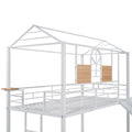 Twin Over Twin Metal Bunk Bed ,Metal Housebed With Slide,Three Colors Available. White With White Slide Old Sku :Lp000095Aak Twin White Metal