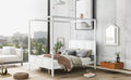 Queen Size Canopy Platform Bed With Headboard And Footboard,Slat Support Leg,White Box Spring Not Required Queen White Wood Canopy Pine