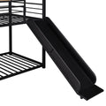 Twin Over Twin Metal Bunk Bed ,Metal Housebed With Slide,Three Colors Available. Black With Black Slide Old Sku :Lp000095Aab Twin Black Metal