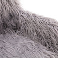 Hengming Modern Faux Fur Home Office Chair, Fluffy Chair For Girls, Makeup Vanity Chair With Gold Plating Base Grey Faux Fur