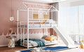 Twin Over Twin Metal Bunk Bed ,Metal Housebed With Slide,Three Colors Available. White With White Slide Old Sku :Lp000095Aak Twin White Metal