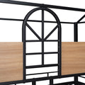 Twin Over Twin Metal Bunk Bed ,Metal Housebed With Slide,Three Colors Available. Black With Black Slide Old Sku :Lp000095Aab Twin Black Metal