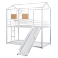 Twin Over Twin Metal Bunk Bed ,Metal Housebed With Slide,Three Colors Available. White With White Slide Old Sku :Lp000095Aak Twin White Metal