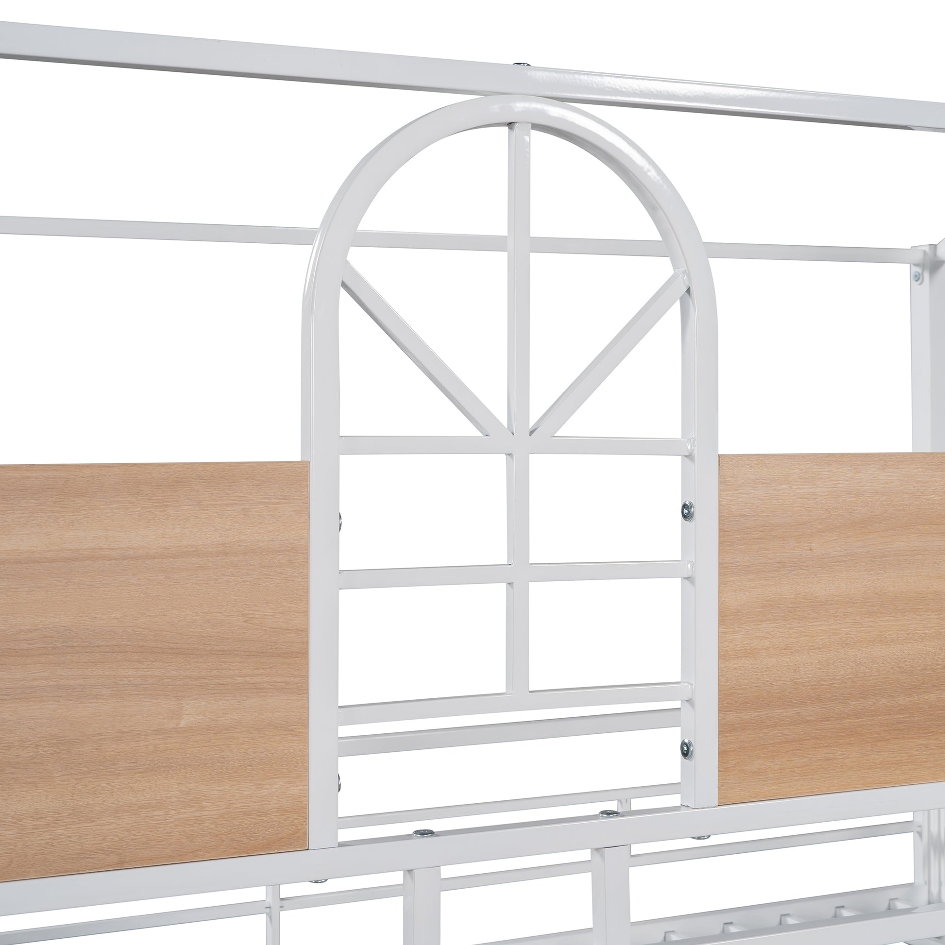 Twin Over Twin Metal Bunk Bed ,Metal Housebed With Slide,Three Colors Available. White With White Slide Old Sku :Lp000095Aak Twin White Metal