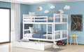 Full Over Full Bunk Bed With Twin Size Trundle And Ladder White Old Sku: Lp000204Aak White Solid Wood