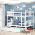 Full Over Full Bunk Bed With Twin Size Trundle And Ladder White Old Sku: Lp000204Aak White Solid Wood