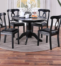 Classic Design Dining Room 5Pc Set Round Table 4X Side Chairs Cushion Fabric Upholstery Seat Rubberwood Black Color Furniture Wood Wood Black Seats 4 Wood Dining Room 42 Inches Classic,Contemporary,Modern Rubberwood Pedestal Round Dining Table With Chair