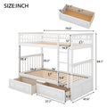 Twin Over Twin Bunk Bed With Drawers, Convertible Beds, White Old Sku: Sm000240Aak 1 Box Spring Not Required Twin White Wood Bedroom Bunk Pine