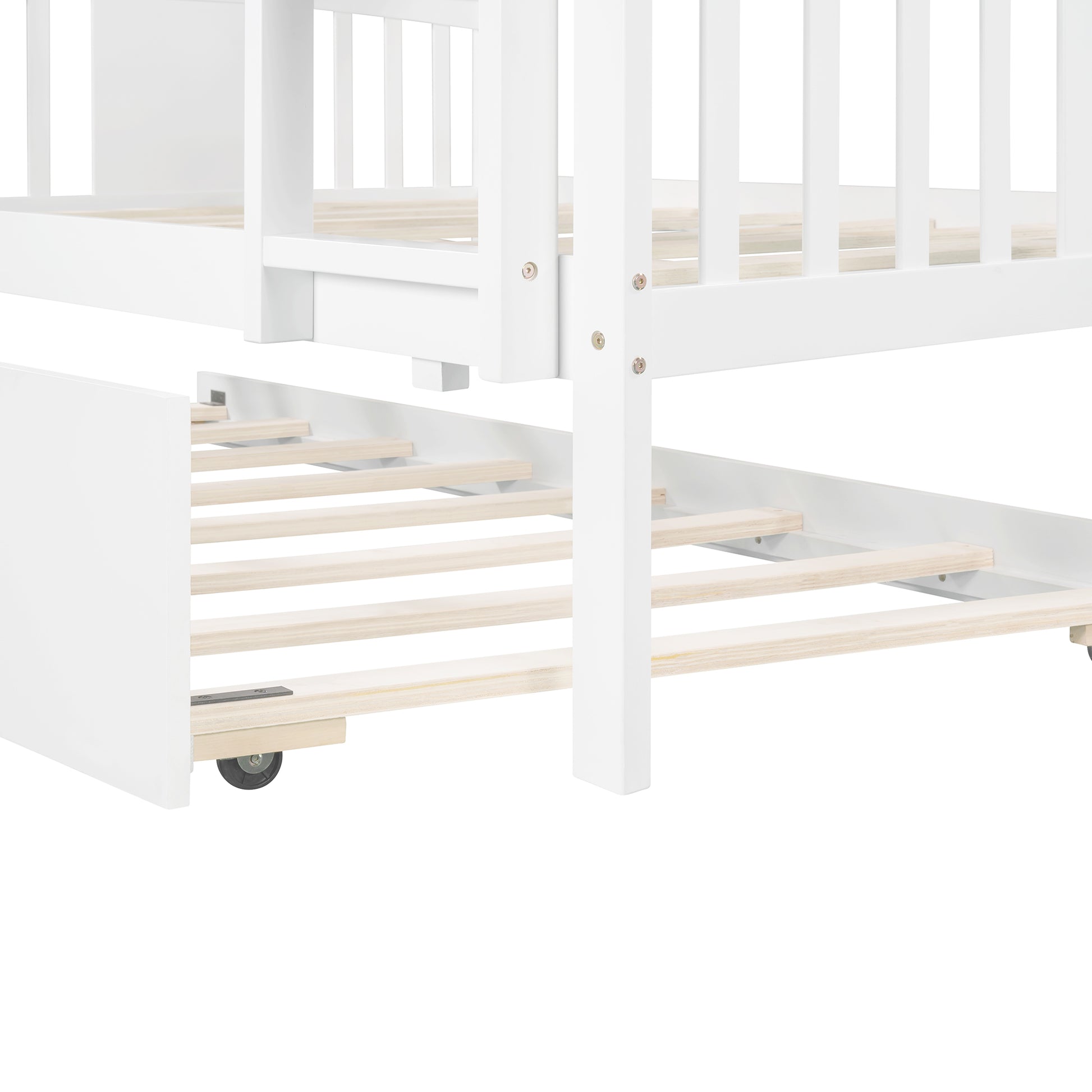 Full Over Full Bunk Bed With Twin Size Trundle And Ladder White Old Sku: Lp000204Aak White Solid Wood