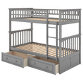 Twin Over Twin Bunk Bed With Drawers, Convertible Beds, Gray Old Sku: Sm000240Aae 1 Box Spring Not Required Twin Gray Wood Bedroom Bunk Pine