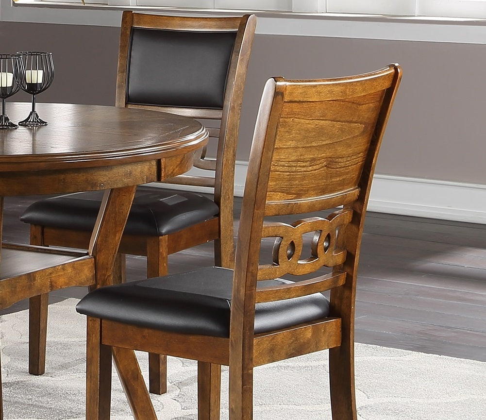 Contemporary Dining 5Pc Set Round Table W 4X Side Chairs Walnut Finish Rubberwood Unique Design Wood Wood Walnut Seats 4 Wood Dining Room Contemporary,Modern,Transitional Rubberwood Round Dining Table With Chair Rubber Wood