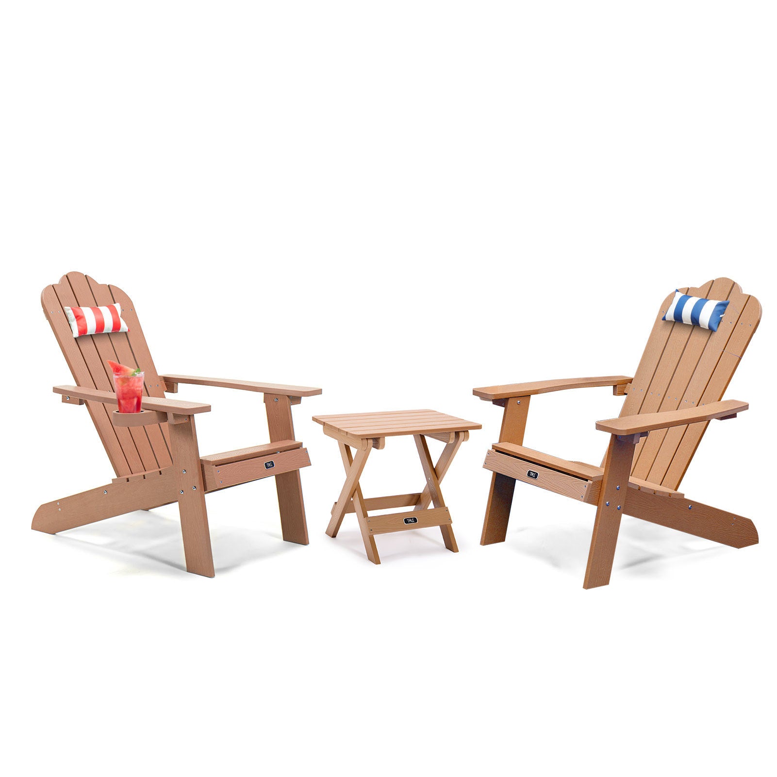 Tale Adirondack Chair Backyard Outdoor Furniture Painted Seating With Cup Holder All Weather And Fade Resistant Plastic Wood For Lawn Patio Deck Garden Porch Lawn Furniture Chairs Brown Ban On Brown Wood Plastic