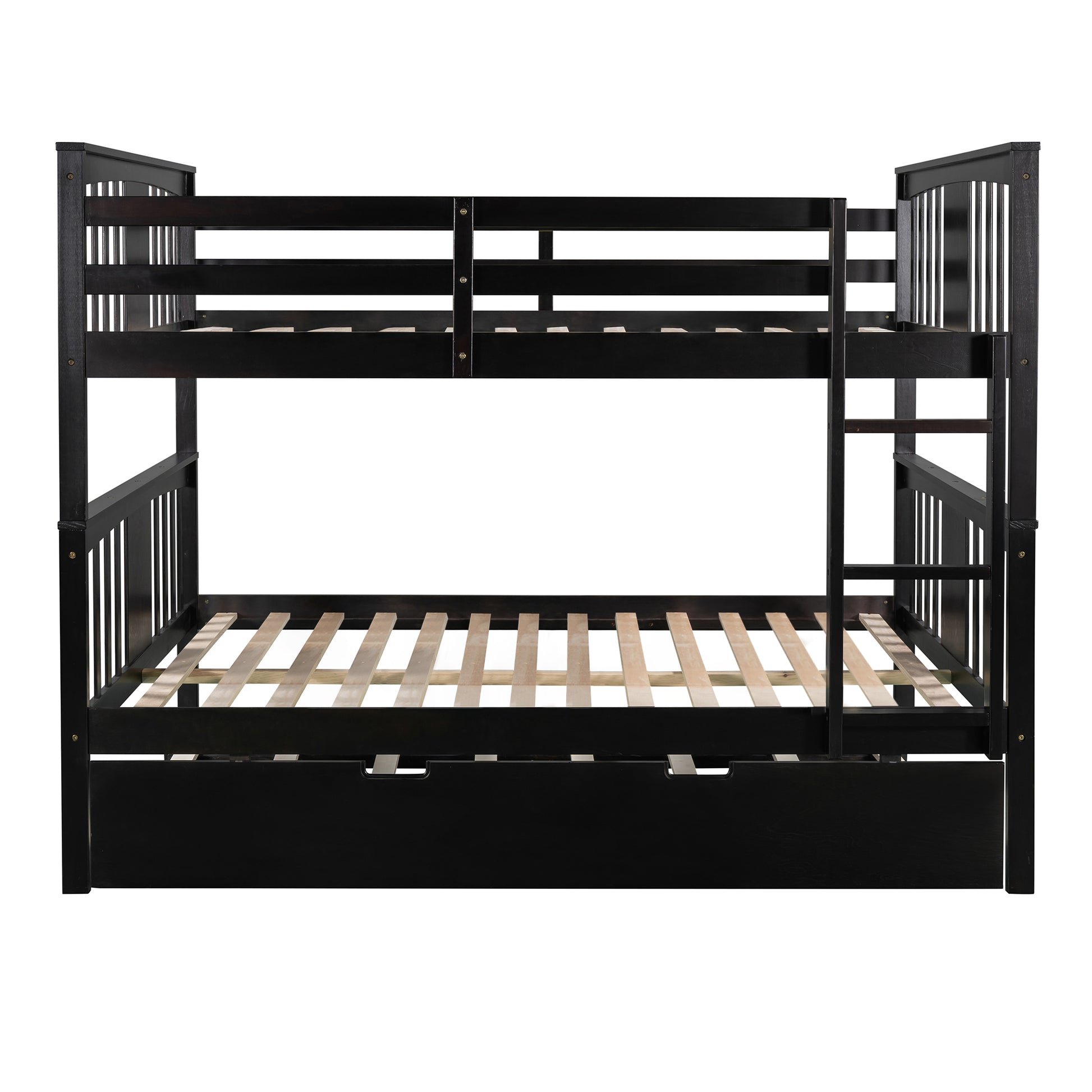 Full Over Full Bunk Bed With Twin Size Trundle And Ladder White Old Sku: Lp000204Aap Espresso Solid Wood