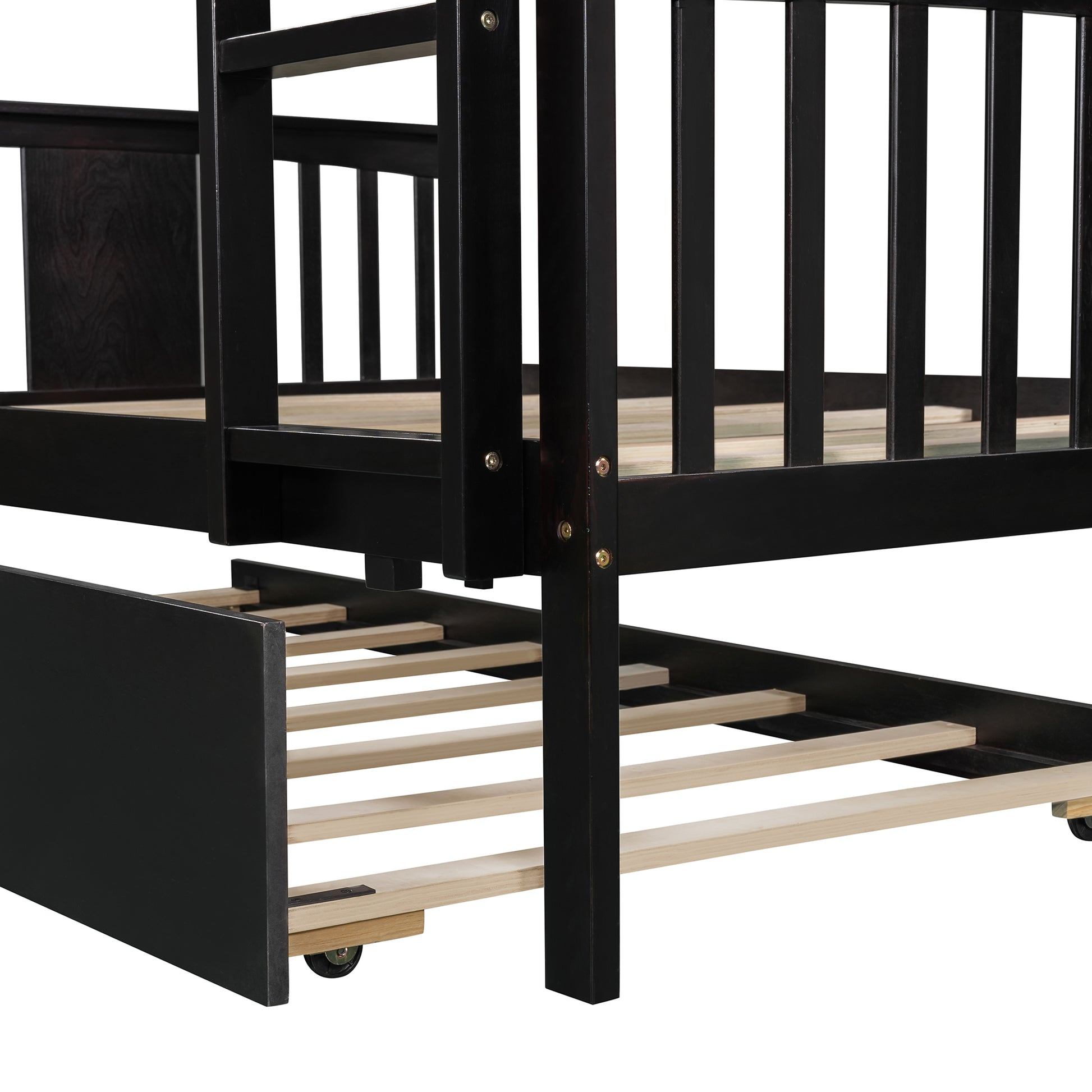 Full Over Full Bunk Bed With Twin Size Trundle And Ladder White Old Sku: Lp000204Aap Espresso Solid Wood