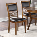 Contemporary Dining 5Pc Set Round Table W 4X Side Chairs Walnut Finish Rubberwood Unique Design Wood Wood Walnut Seats 4 Wood Dining Room Contemporary,Modern,Transitional Rubberwood Round Dining Table With Chair Rubber Wood