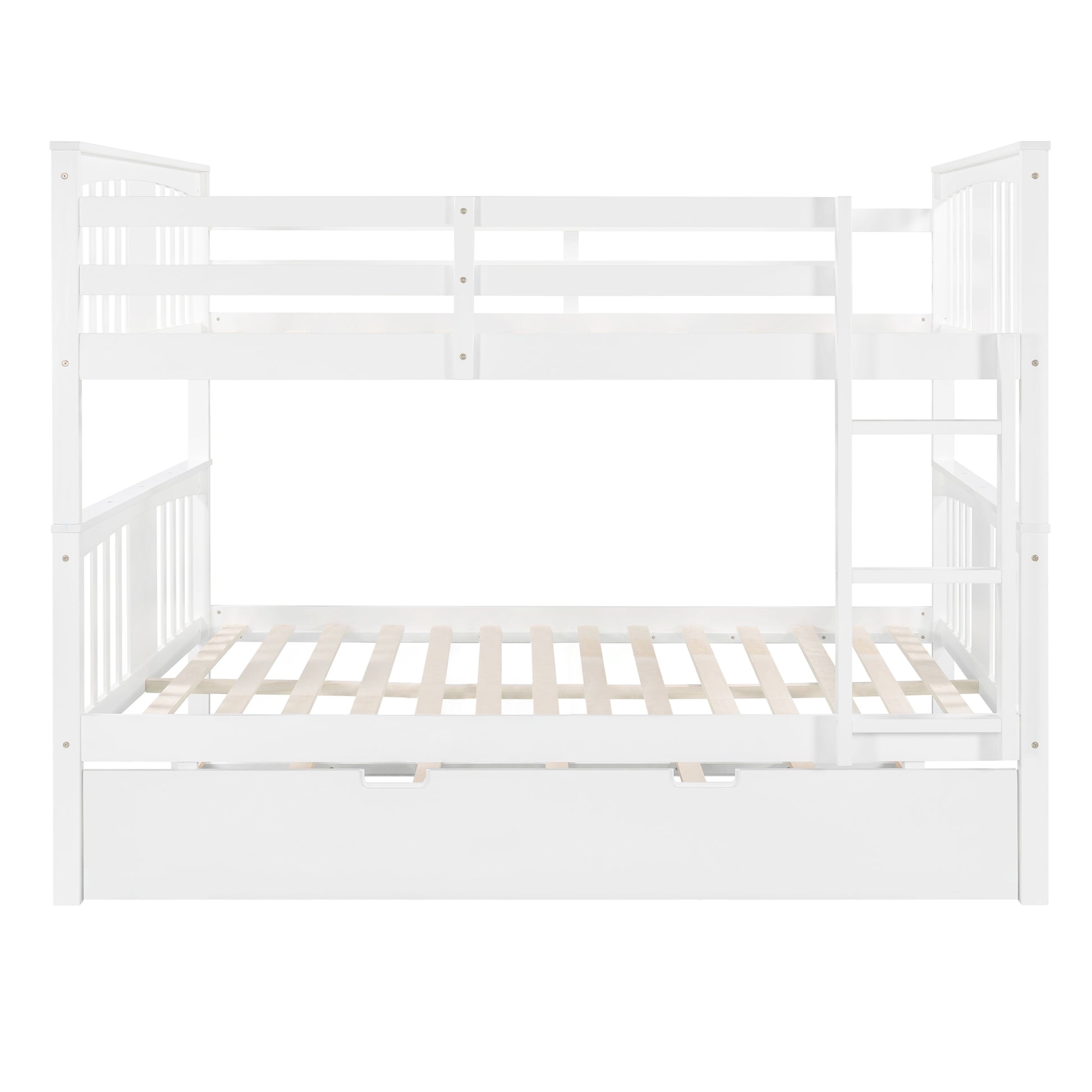 Full Over Full Bunk Bed With Twin Size Trundle And Ladder White Old Sku: Lp000204Aak White Solid Wood