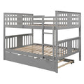 Full Over Full Bunk Bed With Twin Size Trundle And Ladder Gray Old Sku: Lp000204Aae Gray Solid Wood