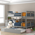 Full Over Full Bunk Bed With Twin Size Trundle And Ladder Gray Old Sku: Lp000204Aae Gray Solid Wood