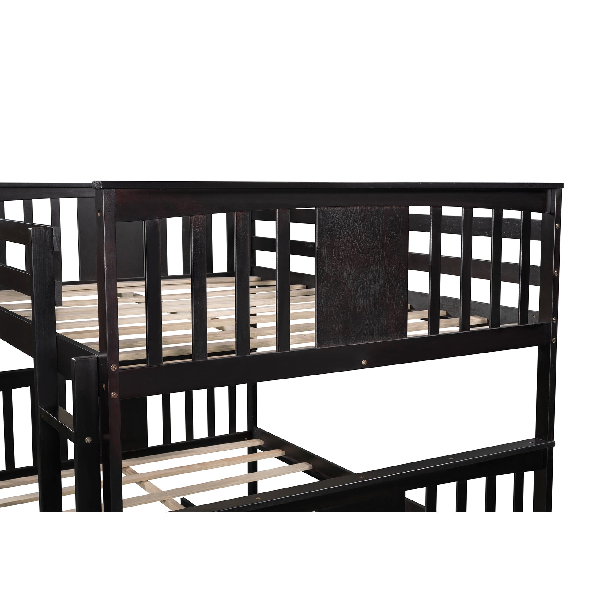 Full Over Full Bunk Bed With Twin Size Trundle And Ladder White Old Sku: Lp000204Aap Espresso Solid Wood