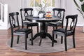 Classic Design Dining Room 5Pc Set Round Table 4X Side Chairs Cushion Fabric Upholstery Seat Rubberwood Black Color Furniture Wood Wood Black Seats 4 Wood Dining Room 42 Inches Classic,Contemporary,Modern Rubberwood Pedestal Round Dining Table With Chair