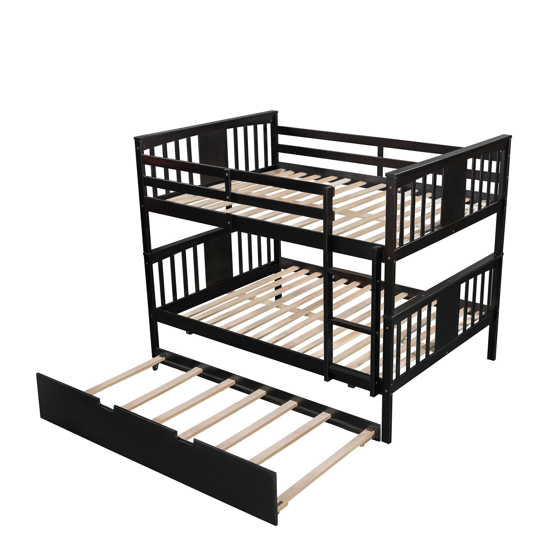 Full Over Full Bunk Bed With Twin Size Trundle And Ladder White Old Sku: Lp000204Aap Espresso Solid Wood