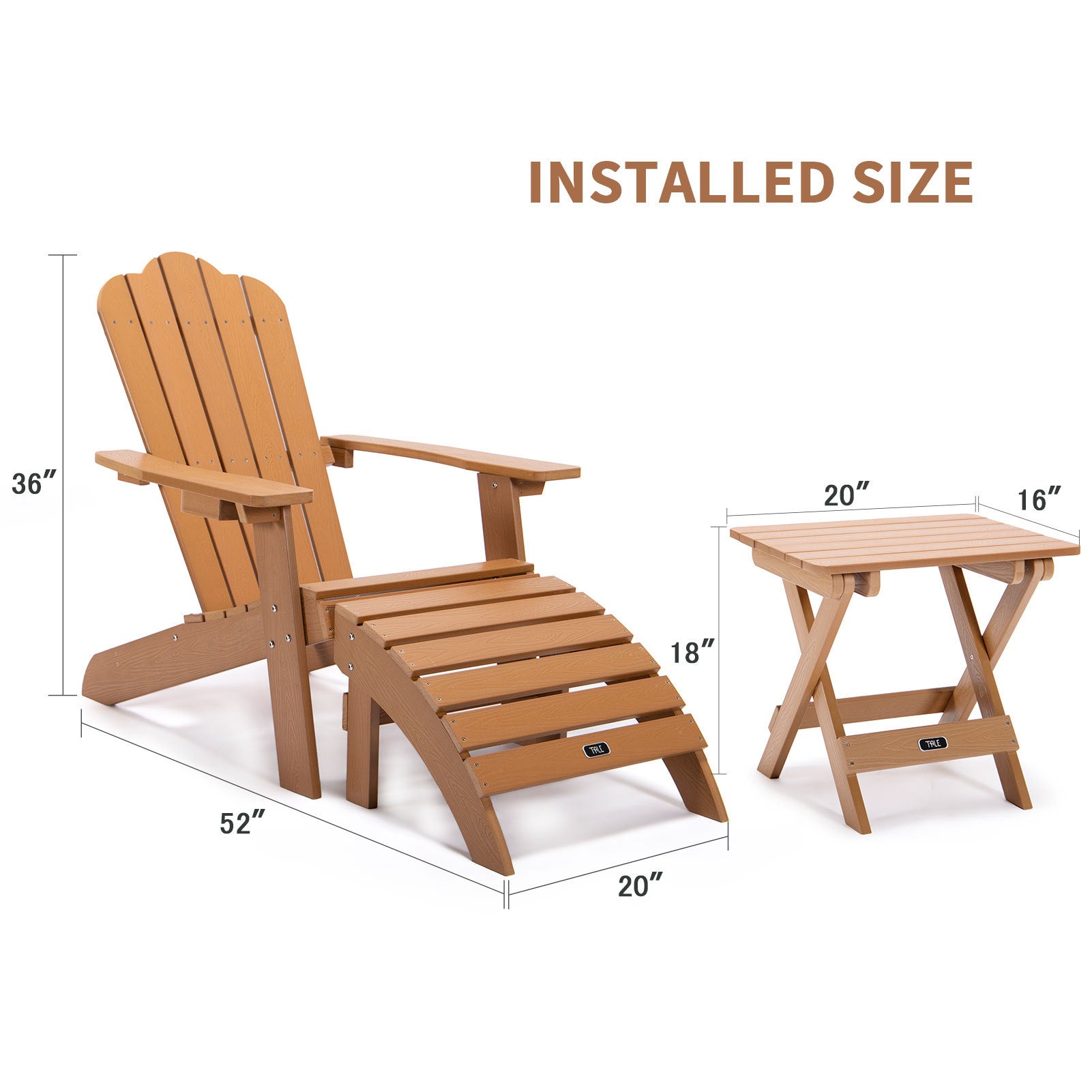 Tale Adirondack Chair Backyard Outdoor Furniture Painted Seating With Cup Holder All Weather And Fade Resistant Plastic Wood For Lawn Patio Deck Garden Porch Lawn Furniture Chairs Brown Ban On Brown Wood Plastic