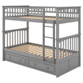 Twin Over Twin Bunk Bed With Drawers, Convertible Beds, Gray Old Sku: Sm000240Aae 1 Box Spring Not Required Twin Gray Wood Bedroom Bunk Pine